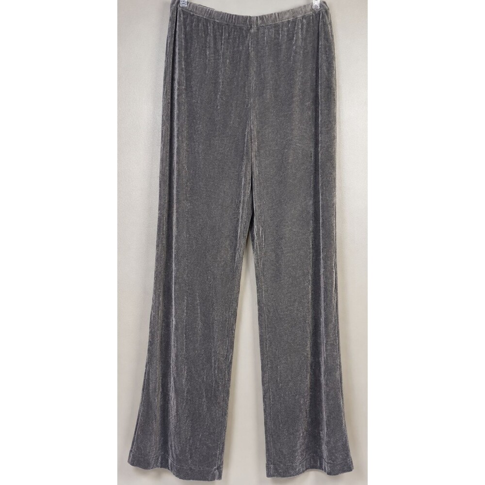 Chico's Travelers Pants Womens 3 Short Silver Gray Slinky Stretch Wide Leg